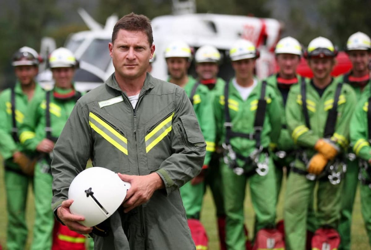 Shaun Lawlor in front of rappel crew