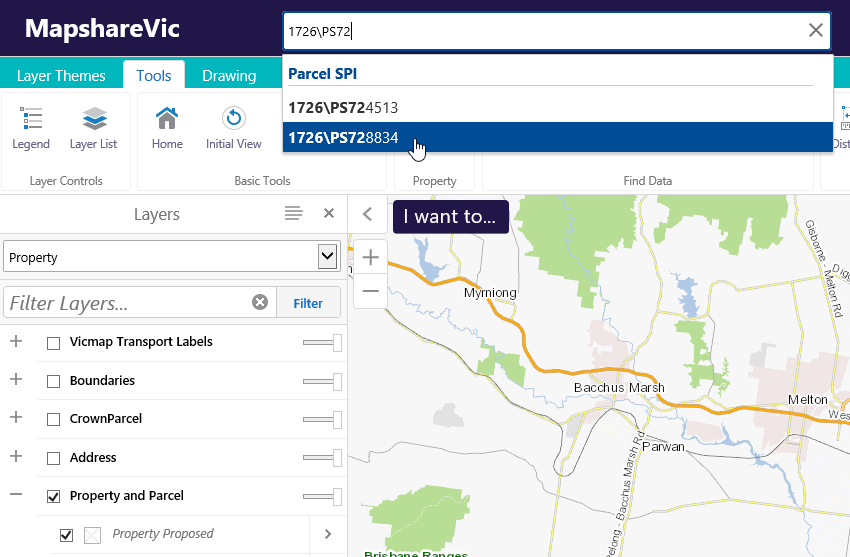 example of searching using a standard parcel identifier 