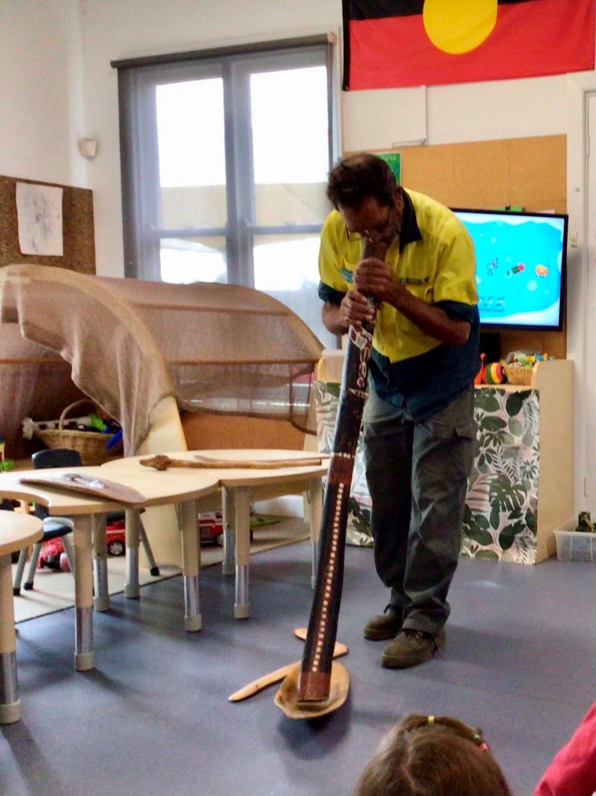 Uncle Will playing the didgeridoo